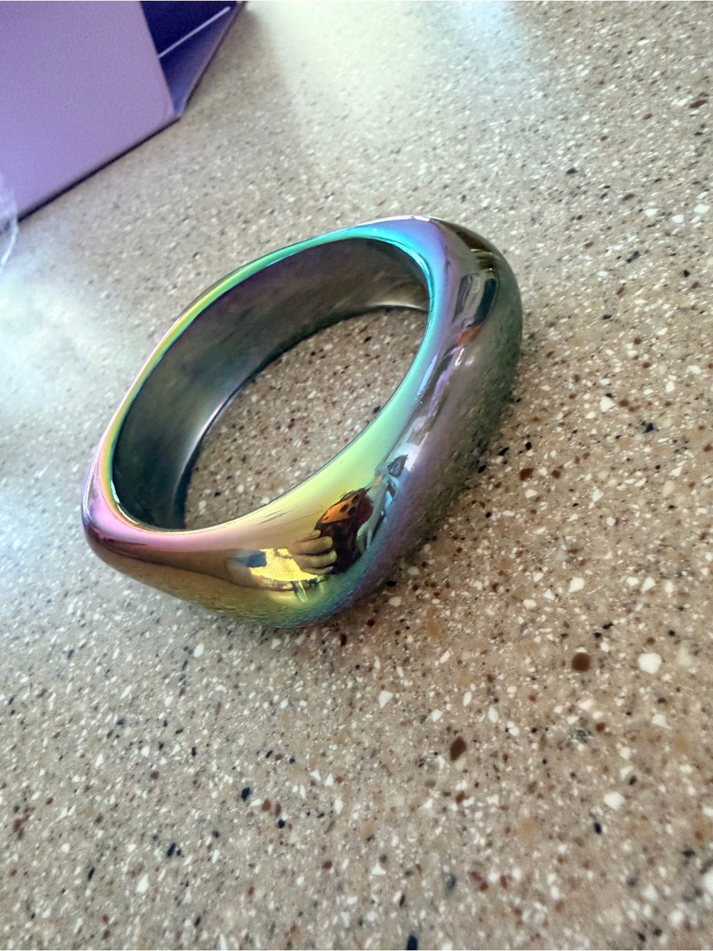 Iridescent Rainbow Hinge Bangle Bracelet - Women Jewelry